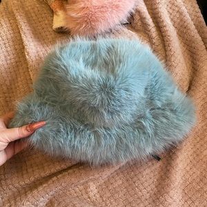 Blue fuzzy hat